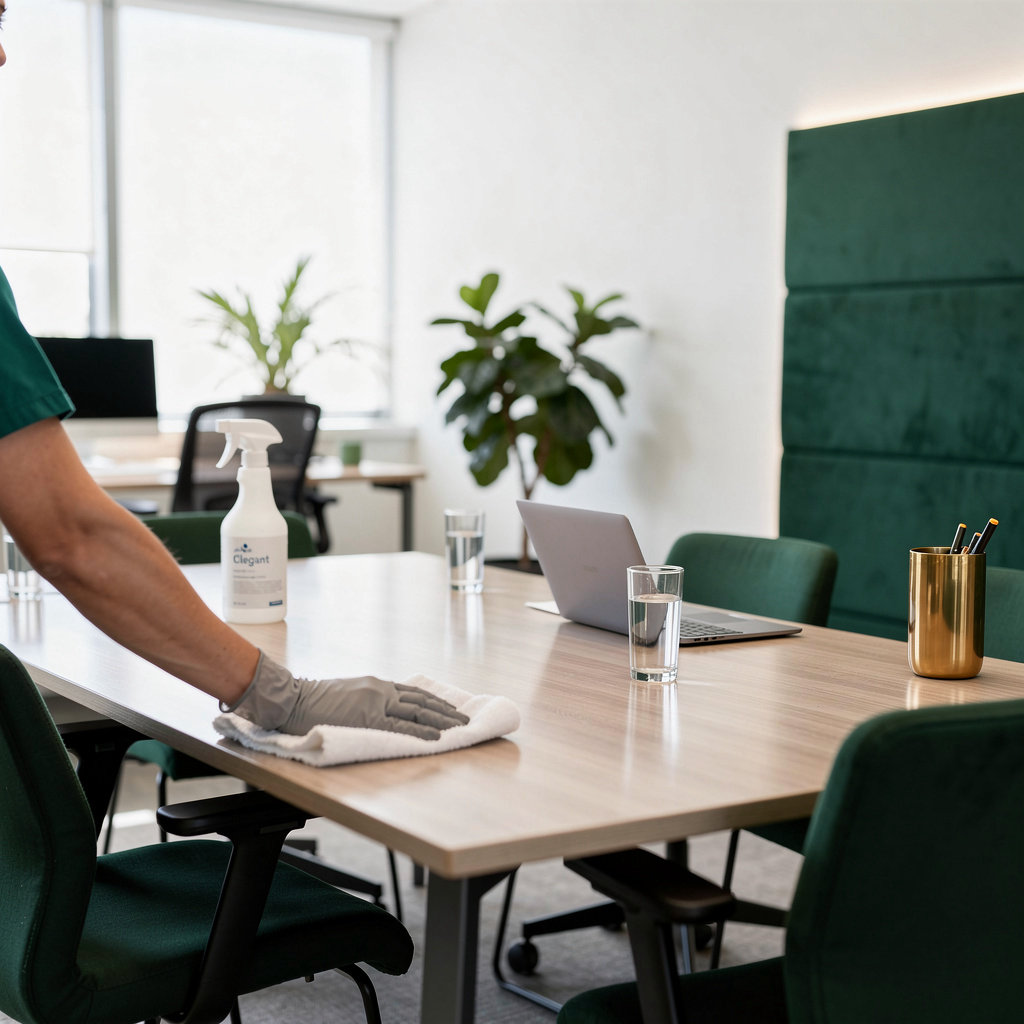 Njesim Cleaners Inc. professional office cleaning service in Sacramento - clean workspace with organized desk and bright workspace